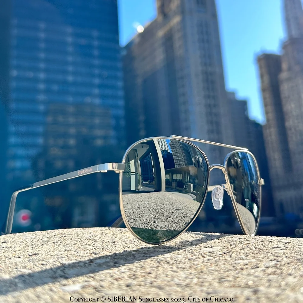 SIBERIAN Real Glass SILVER Flash Mirror Premium Aviator Sunglasses Unisex 60mm